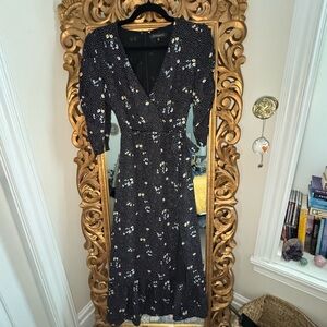 Dynamite Black Floral Long Sleeve Dress